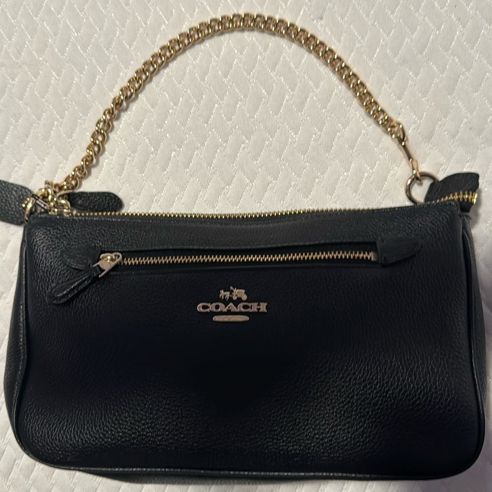 Coach small black leather purse - like new